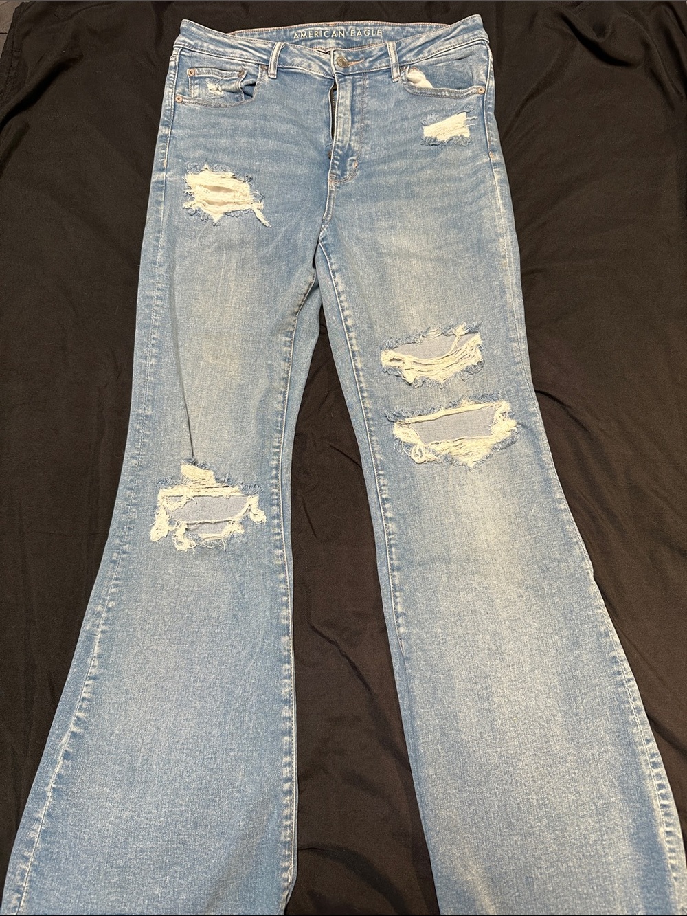 American Eagle Outfitters Light Blue Distressed Flare Jeans